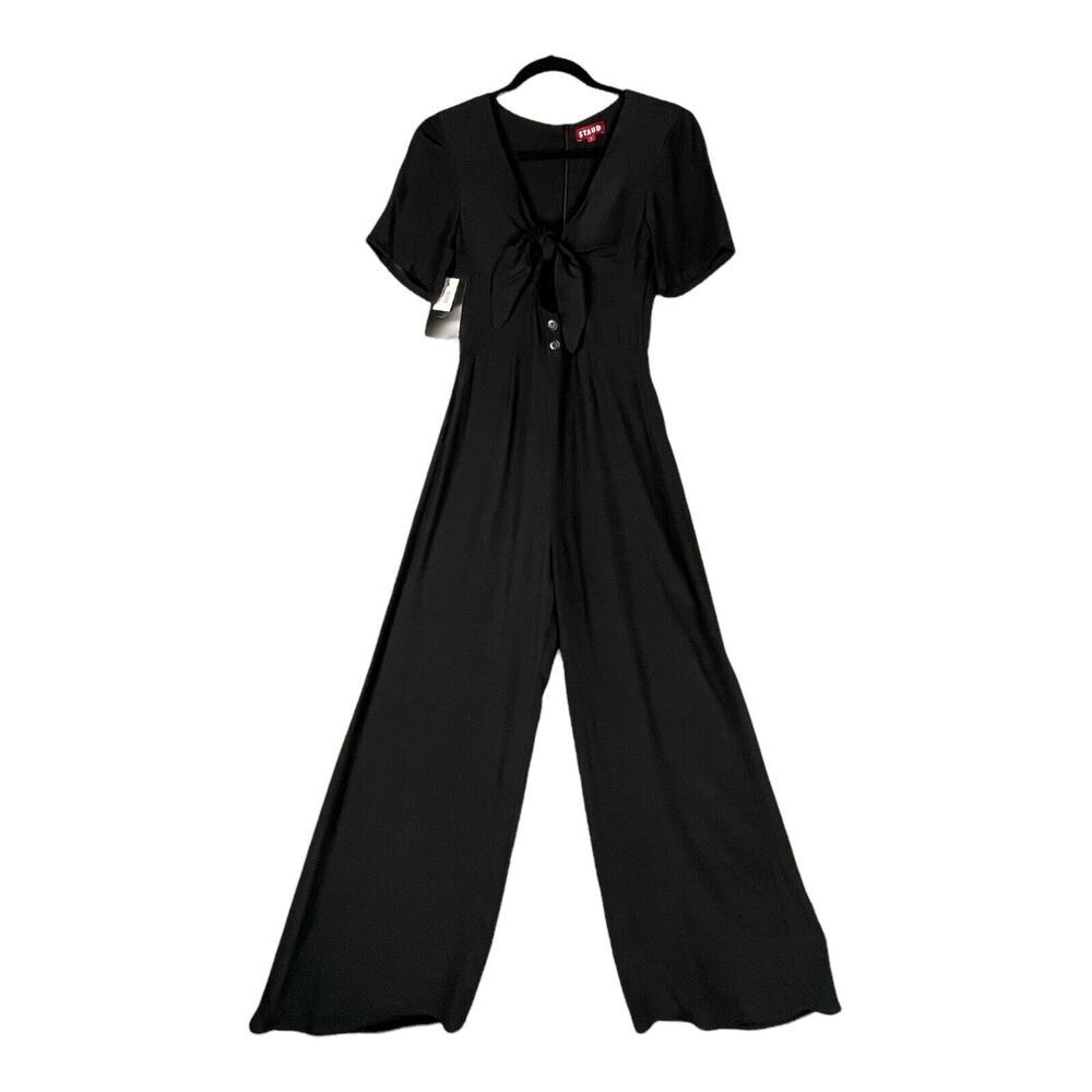 STAUD Jumpsuit Sz 2 Black Gabriella Wide Leg Luxury Designer Keyhole Front NWT - Picture 11 of 11